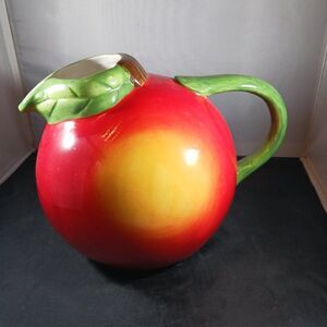 Vintage DWS Majolica Porcelain Peach Shaped Pitcher